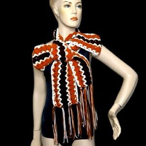 Long Granny Crochet Fringe Scarf